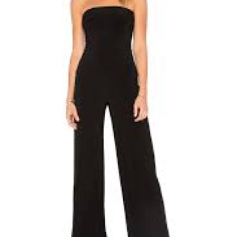 Norma Kamali Black Strapless Jumpsuit